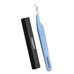 TWEEZER WORLD 45 Angle Blue Lash Tweezers Fiber Tip Isolation