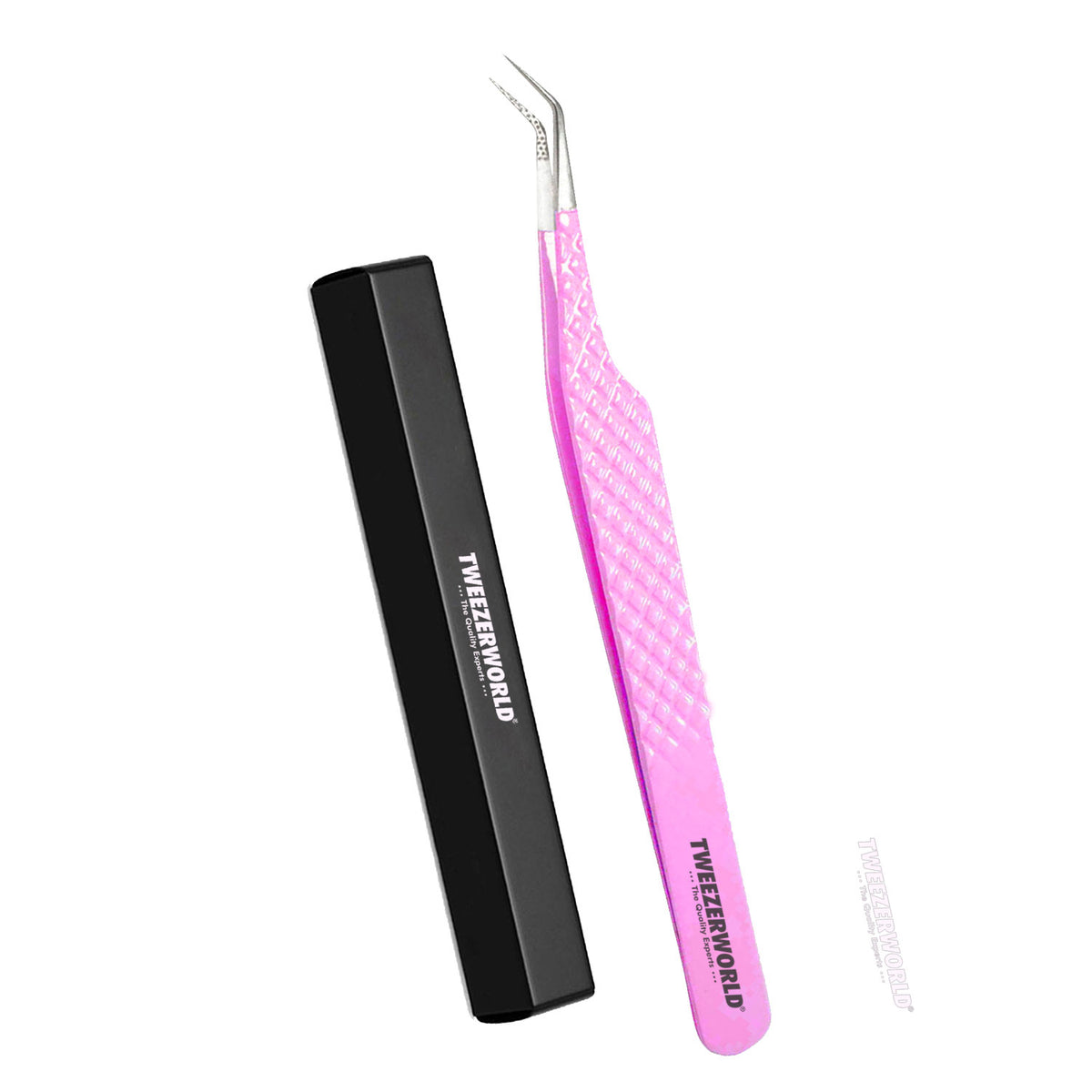 TWEEZER WORLD 45 Pink Eyelash Extension Tweezers Fiber Tip Isolation