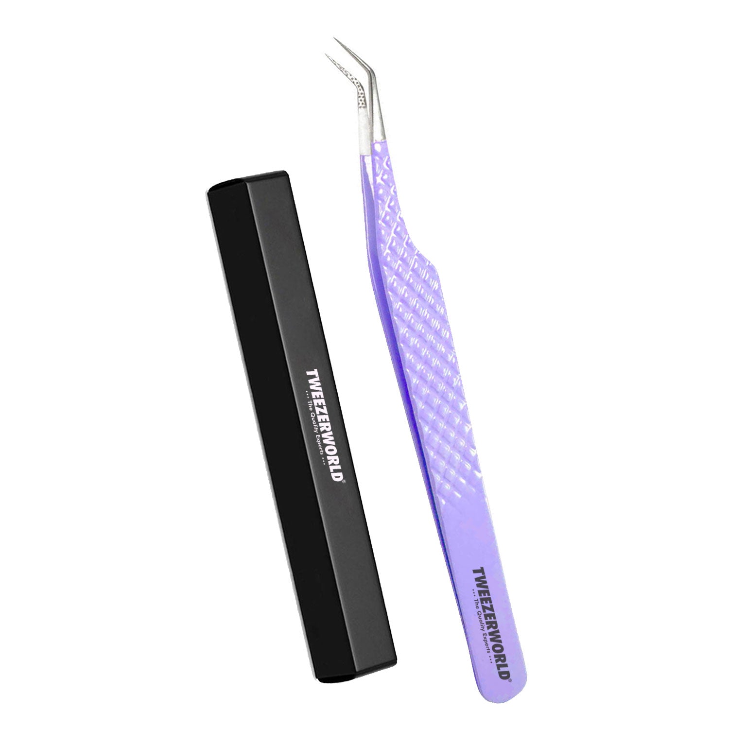 TWEEZER WORLD 45 Purple Eyelash Extension Tweezers Fiber Tip 