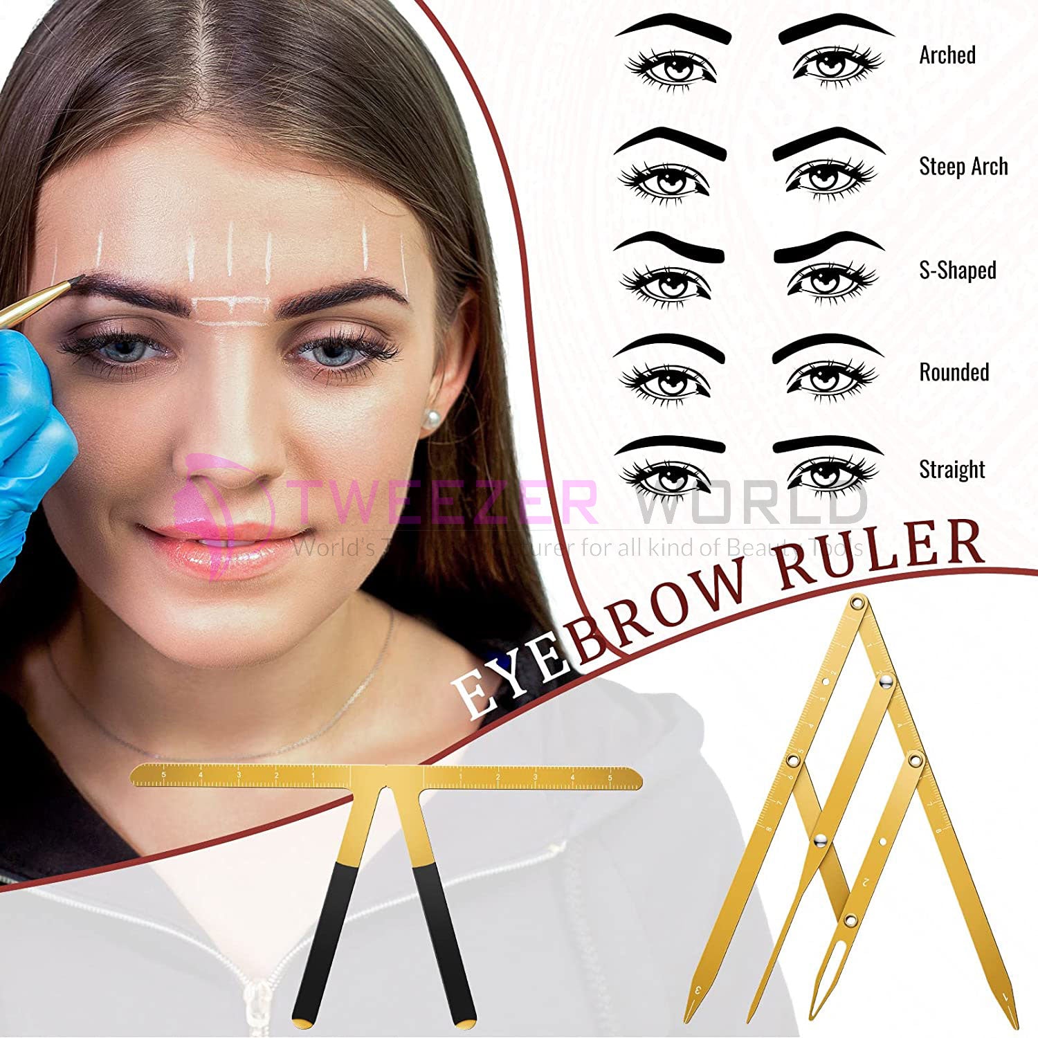 2 Pieces Tattoo Eyebrow Positioning Ruler Eyebrow Golden Ratio Tools