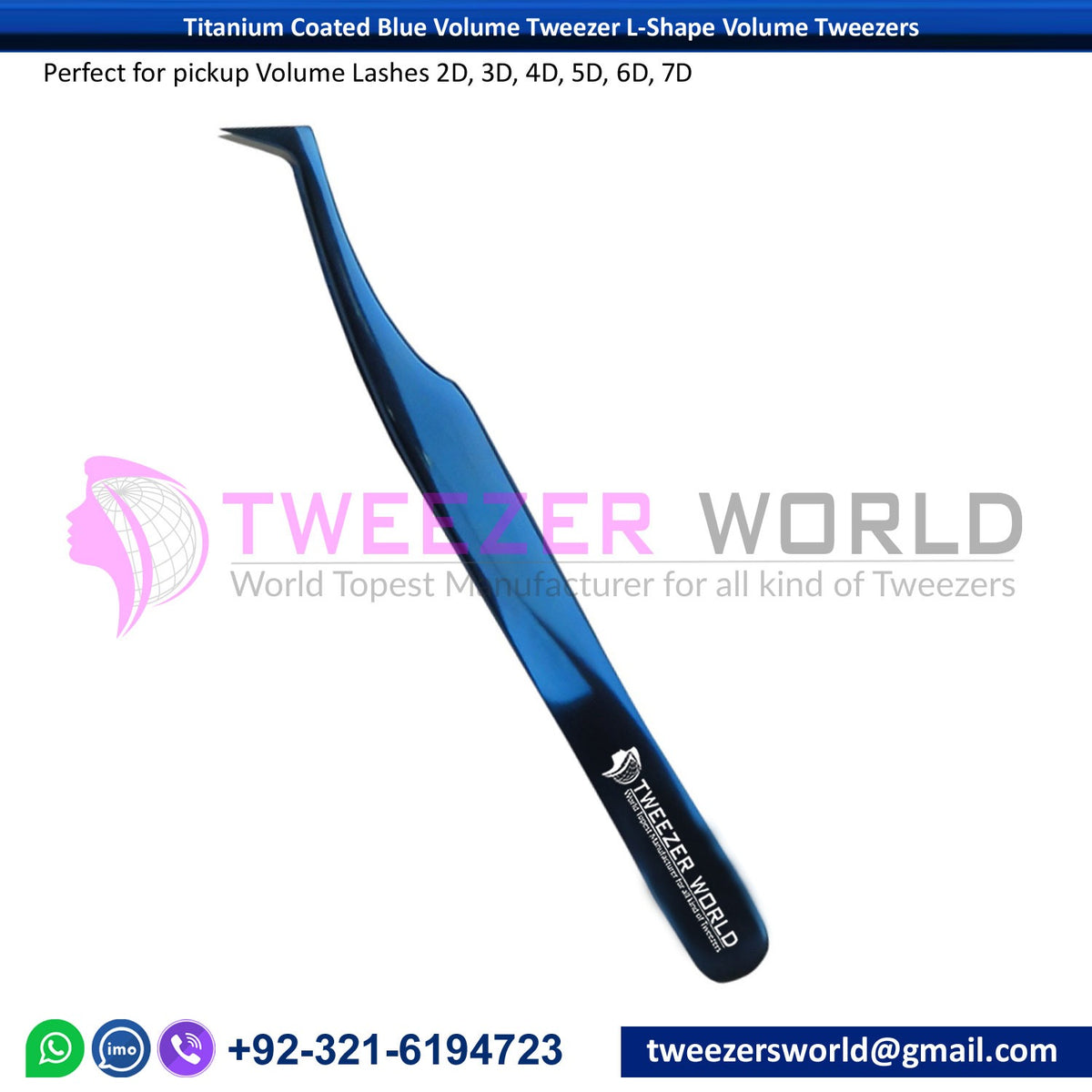 Titanium Coated Blue Volume Tweezer L-Shape Volume Tweezers