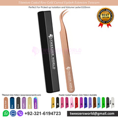 2pcs Titanium Coated Rose Gold Eyelash Extension Tweezers Set