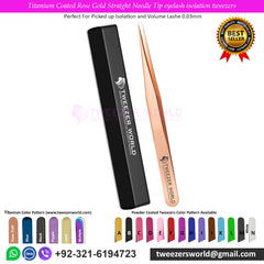 Rose Gold Straight Fine Tipped Eyelash Isolation Best Tweezers