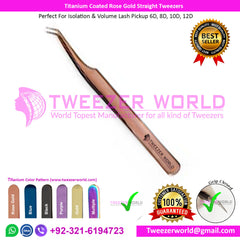 Titanium Coated Rose Gold 45 degree Tweezers