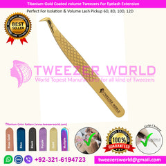 Titanium Gold Coated volume Tweezers For Eyelash Extension