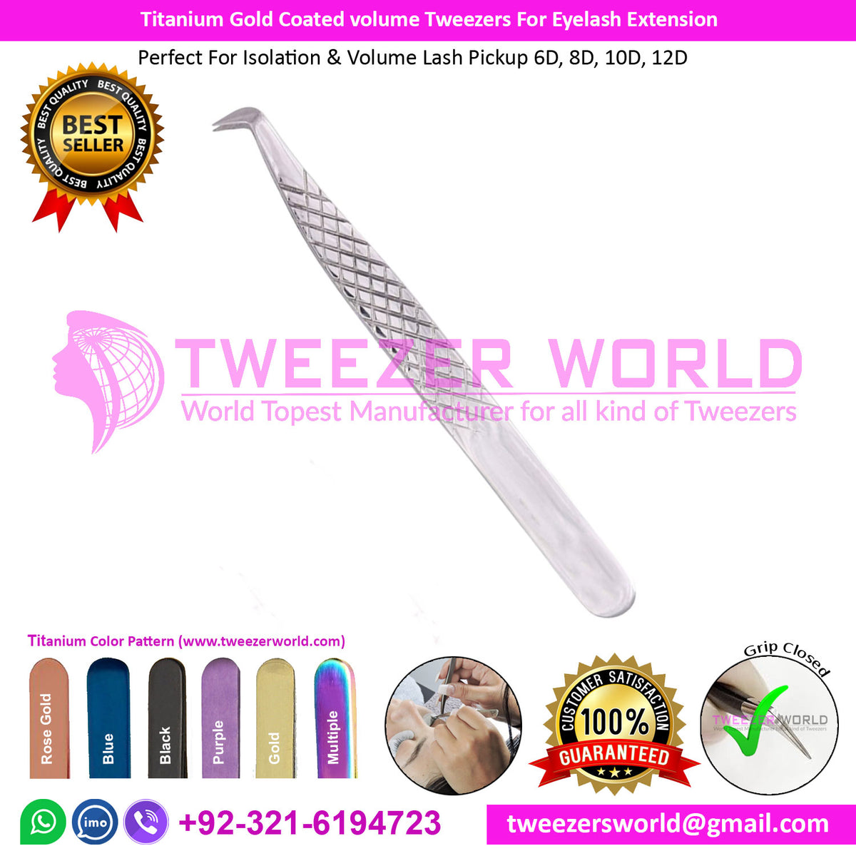 Titanium Silver Coated volume Tweezers