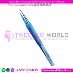 Titanium Steel Tweezers, Eyelash Extensions Titanium Curved Tweezer