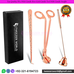 Top Quality 3Pcs Wick Candle Rose Gold Candle Tool With Candle Snuffer