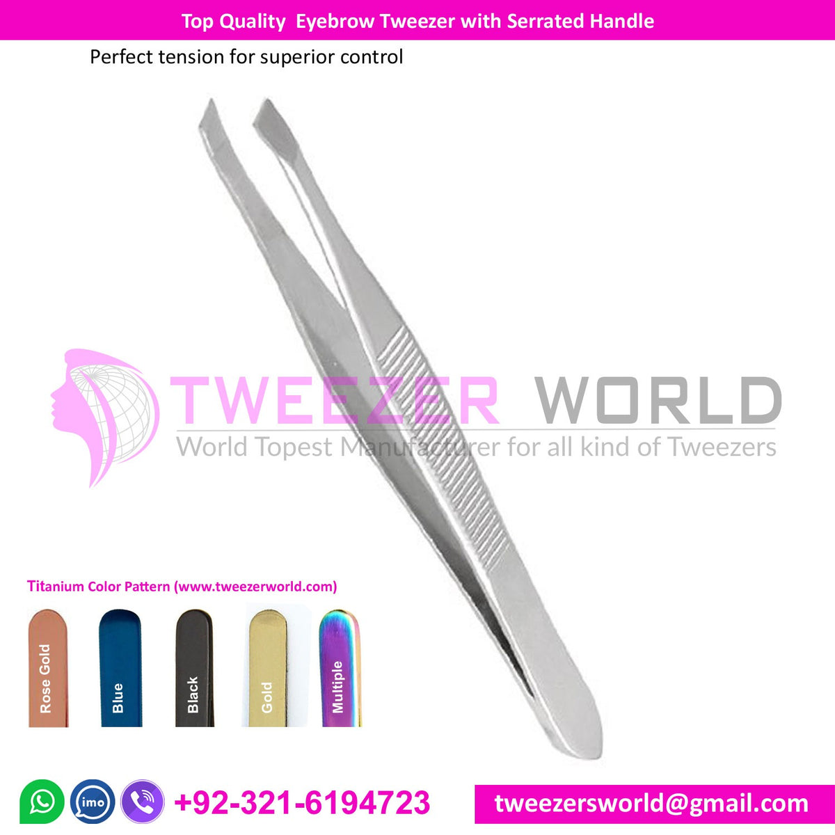 Top Quality Eyebrow Tweezer with Serrated Handle