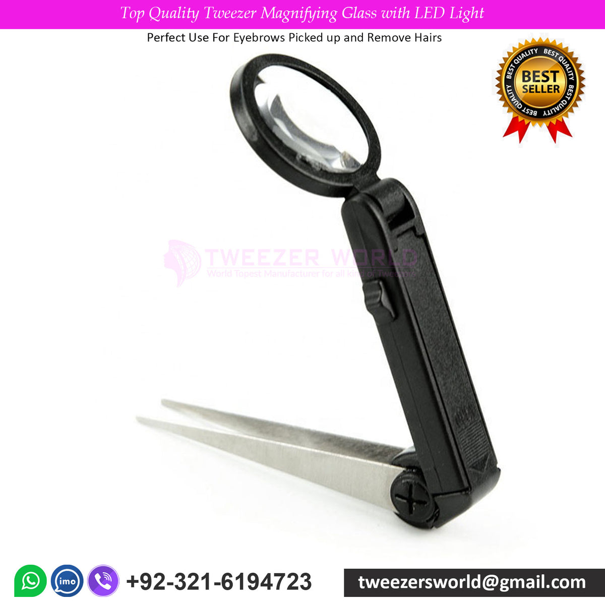 Top Quality Tweezers Magnifying Glass with LED Light