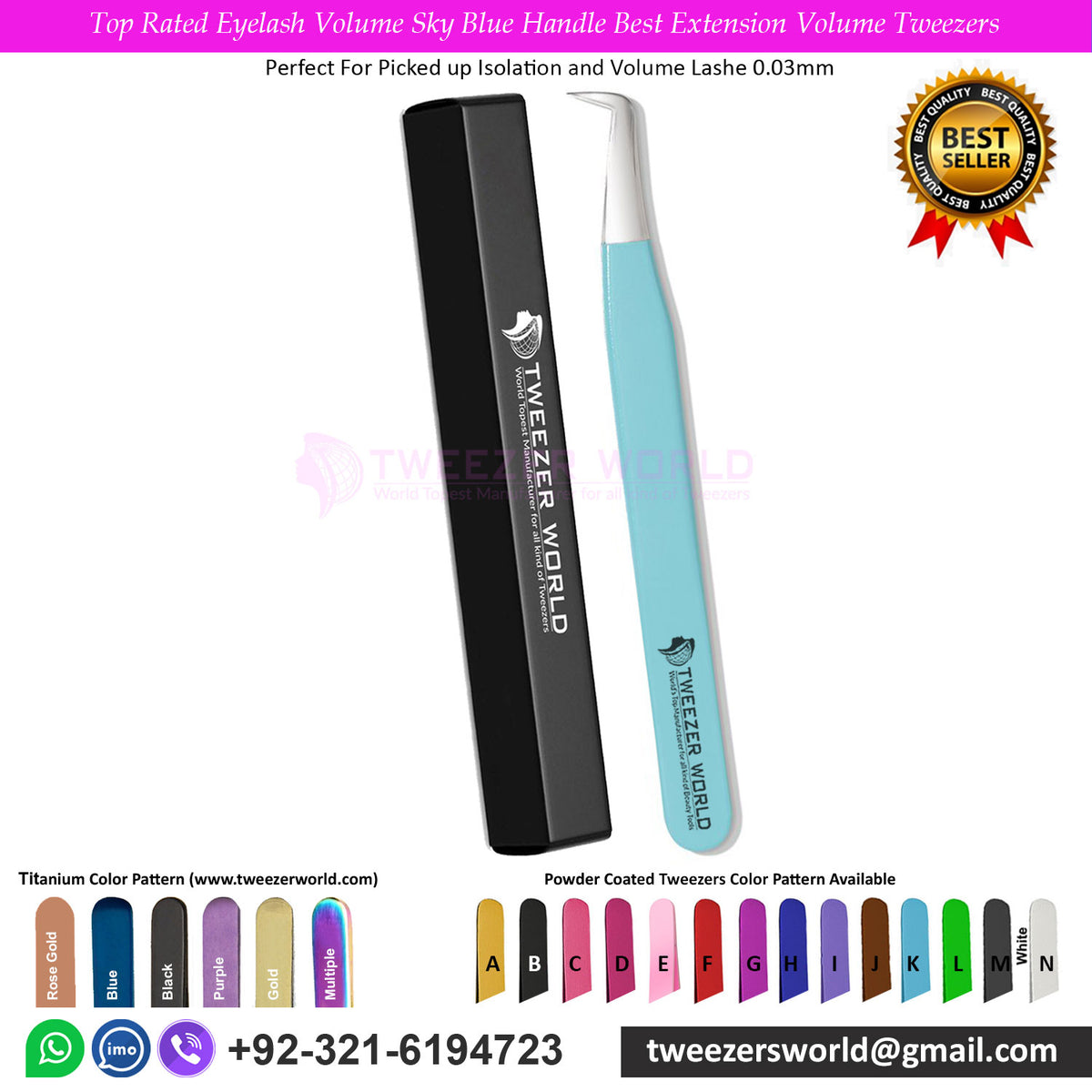 Top Rated Eyelash Volume Sky Blue Handle Best Extension Volume Tweezers