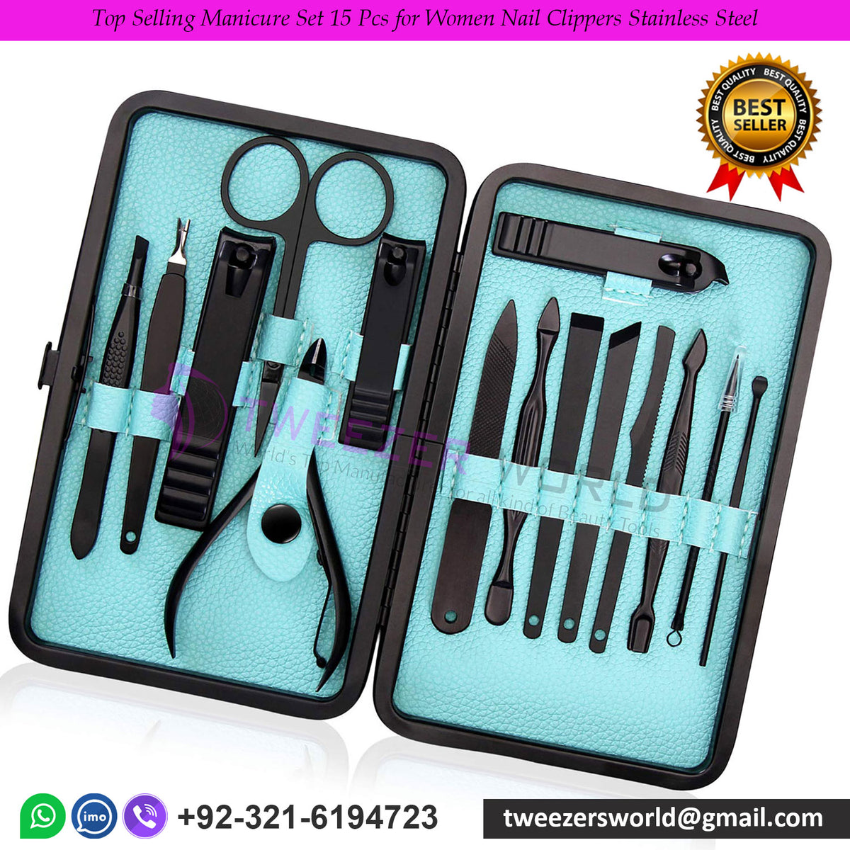 Top Selling Manicure Set 15 Pcs for Women Nail Clippers Stainless Steel