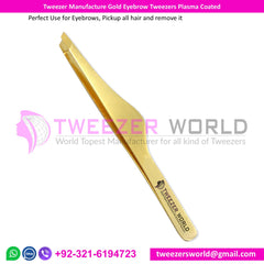 Tweezer Manufacture Gold Eyebrow Tweezers Plasma Coated