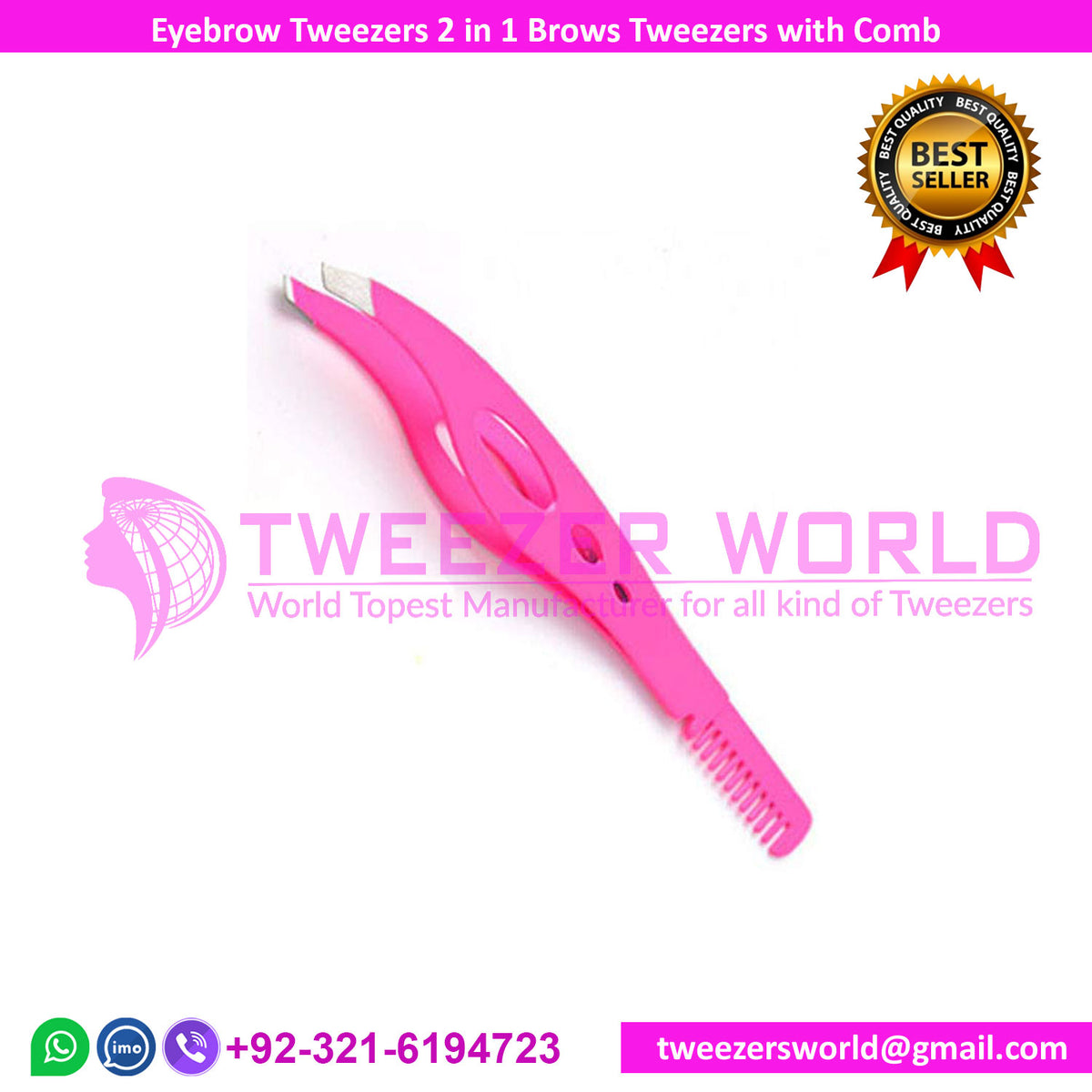 Eyebrow Tweezers 2 in 1 Brows Tweezers with Comb