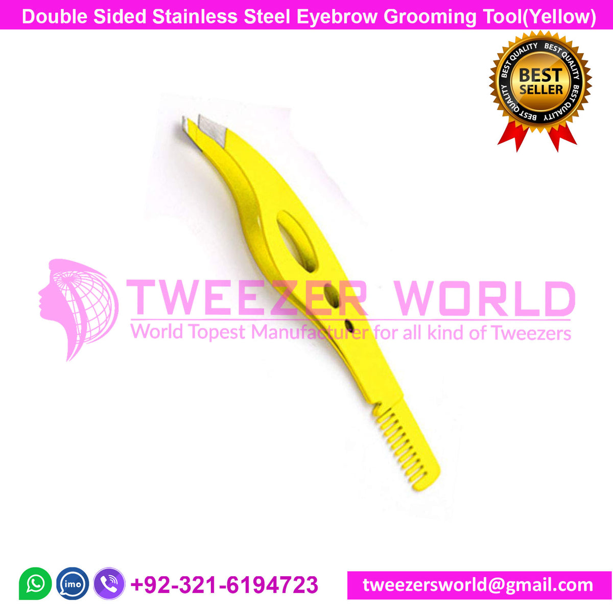 Double Sided Stainless Steel Eyebrow Grooming Tool(Yellow)