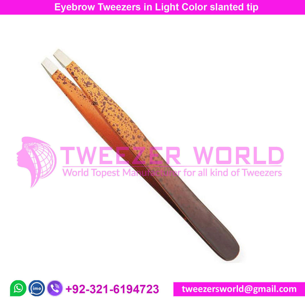 Paper Coated Brown Eyebrow Tweezers With SS Slanted tip