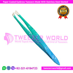 Paper Coated two colors Eyebrow Tweezers With SS Slanted tip