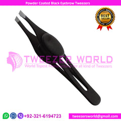 Powder Coated Black Eyebrow Tweezers, Professional Black Eyebrow Tweezers