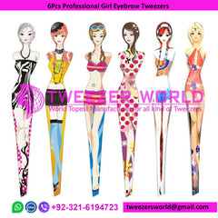 6Pcs Professional Girl Eyebrow Tweezer(random color)