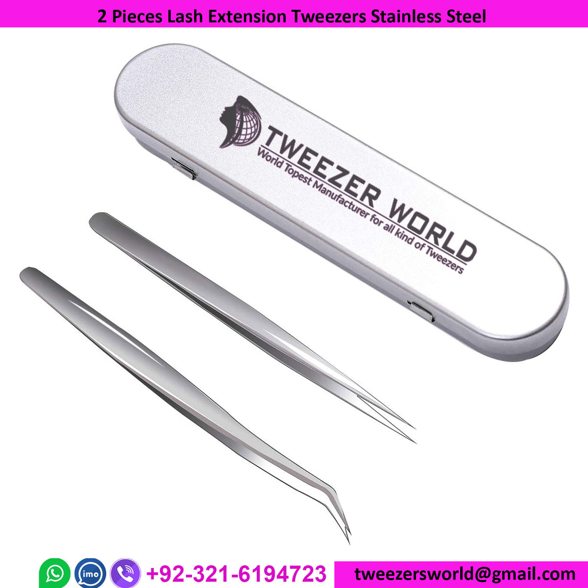 Pro 2 Pieces Isolation and Volume Lash Extension Tweezers set