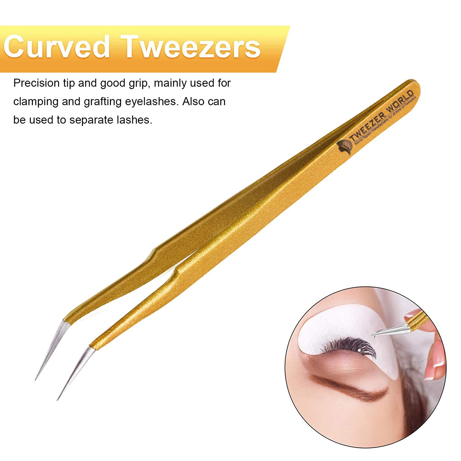 2pcs Straight Curved Tip Tweezers Sets Eyelash Extensions With Pouch