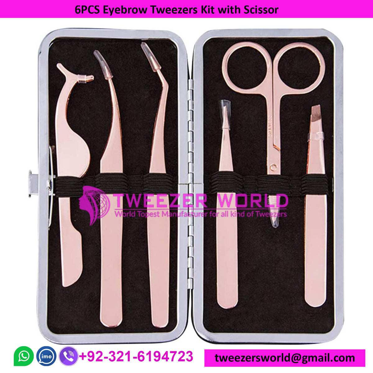 6PCS Eyebrow Tweezers Kit, Stainless Steel Eyebrow Tweezers Eyebrow Scissors