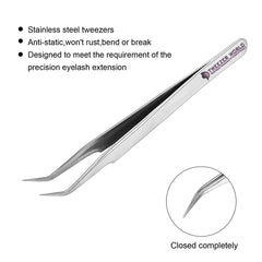 2pcs Straight Curved Tip Tweezers Sets For Eyelash Extensions