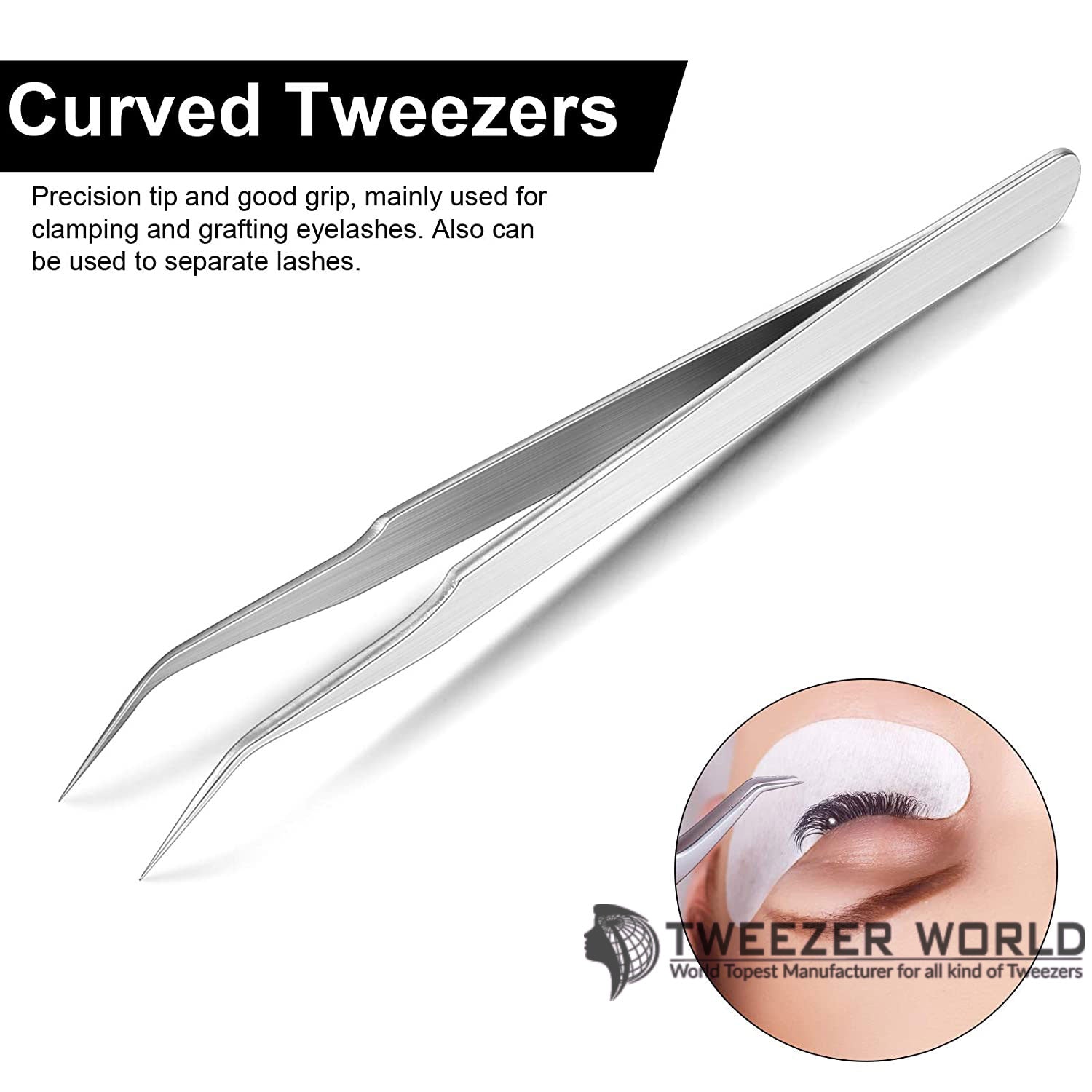 2pcs Straight Curved Tip Tweezers Sets For Eyelash Extensions