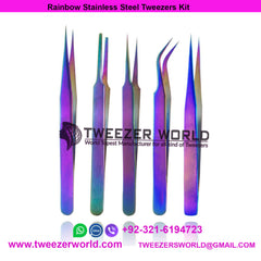 Rainbow Stainless Steel Tweezers Kit Anti-Static Precision Tweezers Set