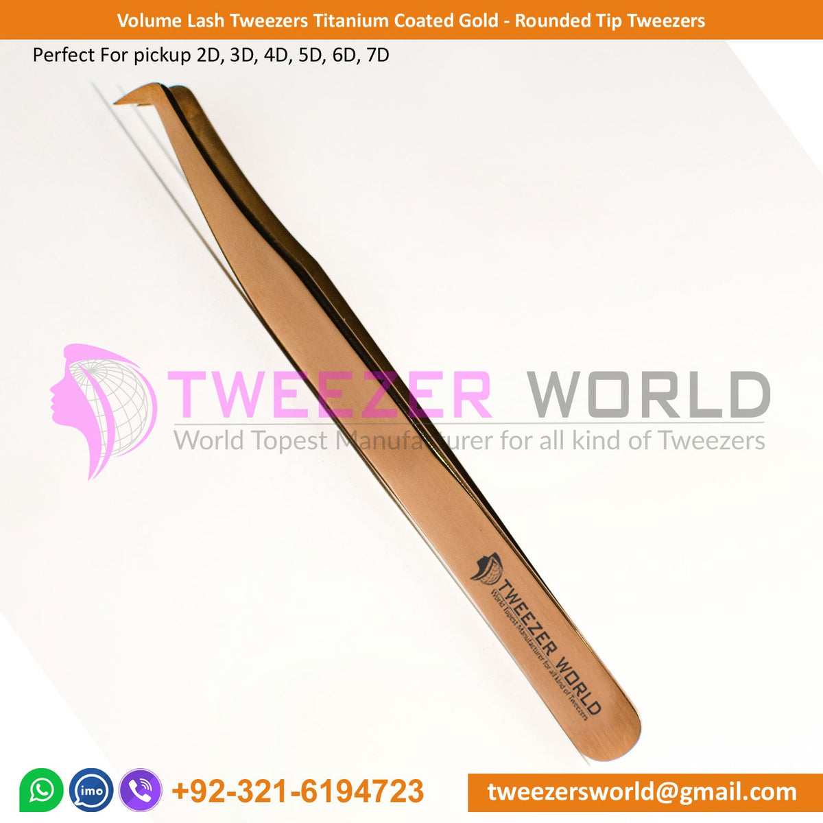 Volume Lash Tweezers Titanium Coated Rose Gold Rounded Tip Tweezers