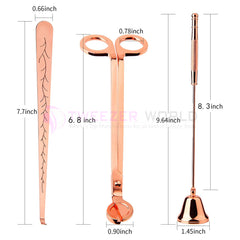 Top Quality 3Pcs Wick Candle Rose Gold Candle Tool With Candle Snuffer