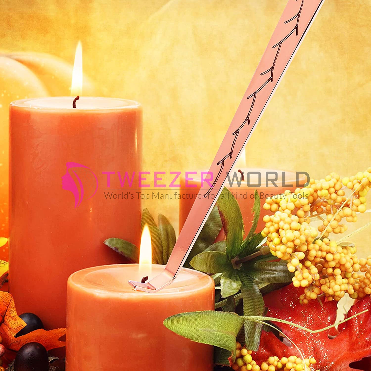 Top Quality 3Pcs Wick Candle Rose Gold Candle Tool With Candle Snuffer