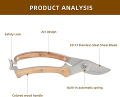 Wood Handle Garden Shear, Plant Pruning Scissors Garden Cutter Shears
