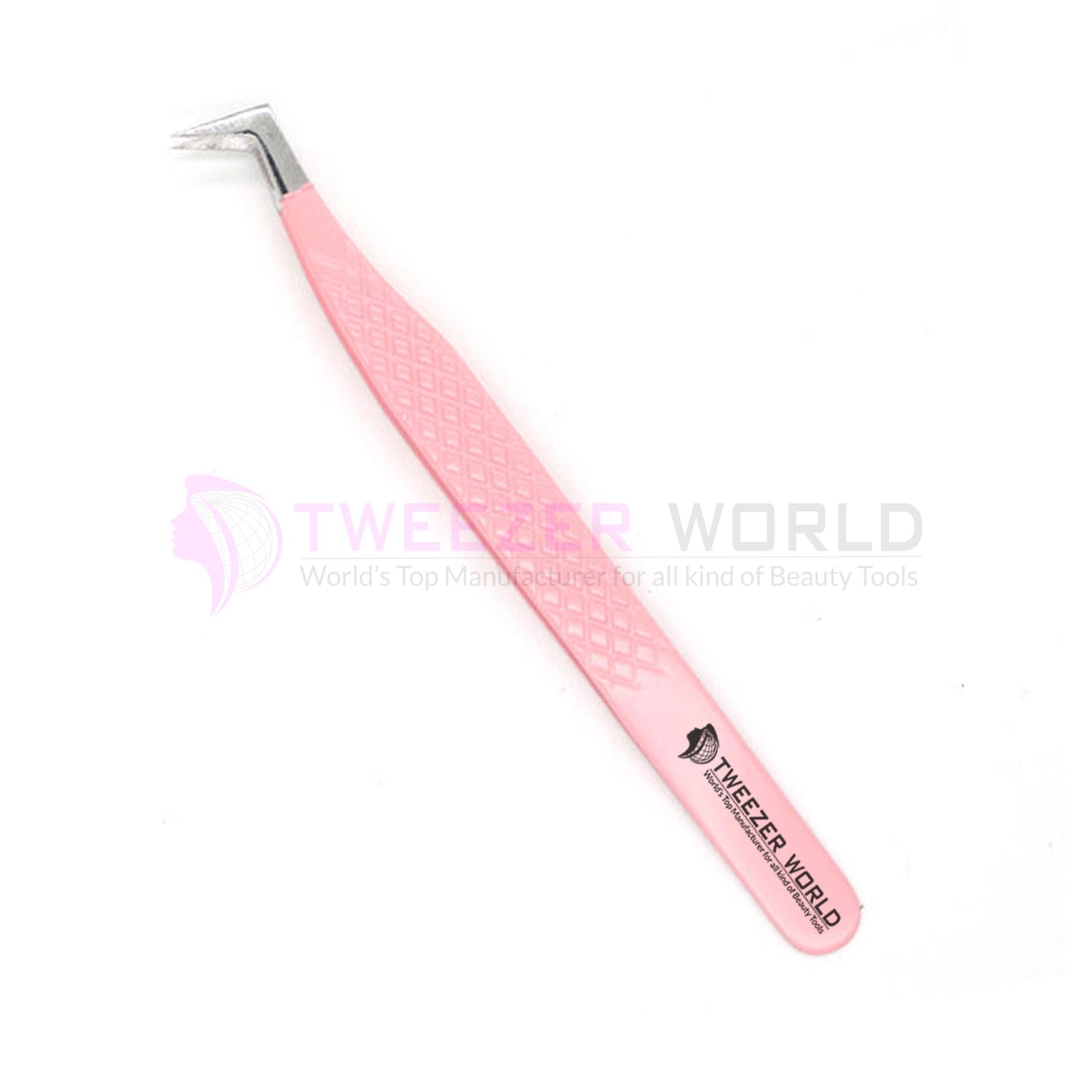 L-Shape Volume Powder Coated Baby Pink Best Eyelash Tweezers