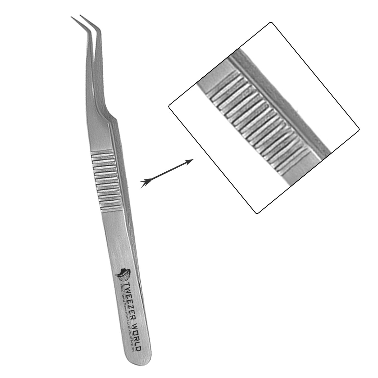 Eyelash Tweezers High Quality Stainless Steel Serrated Handle Tweezers