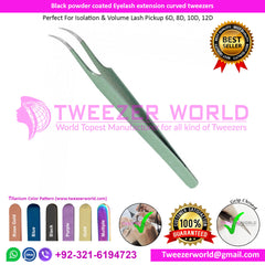 black powder coated Eyelash extension curved tweezers