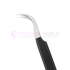 Amazon Hot Selling S-Curved Black Powder Coated Eyelash Tweezers