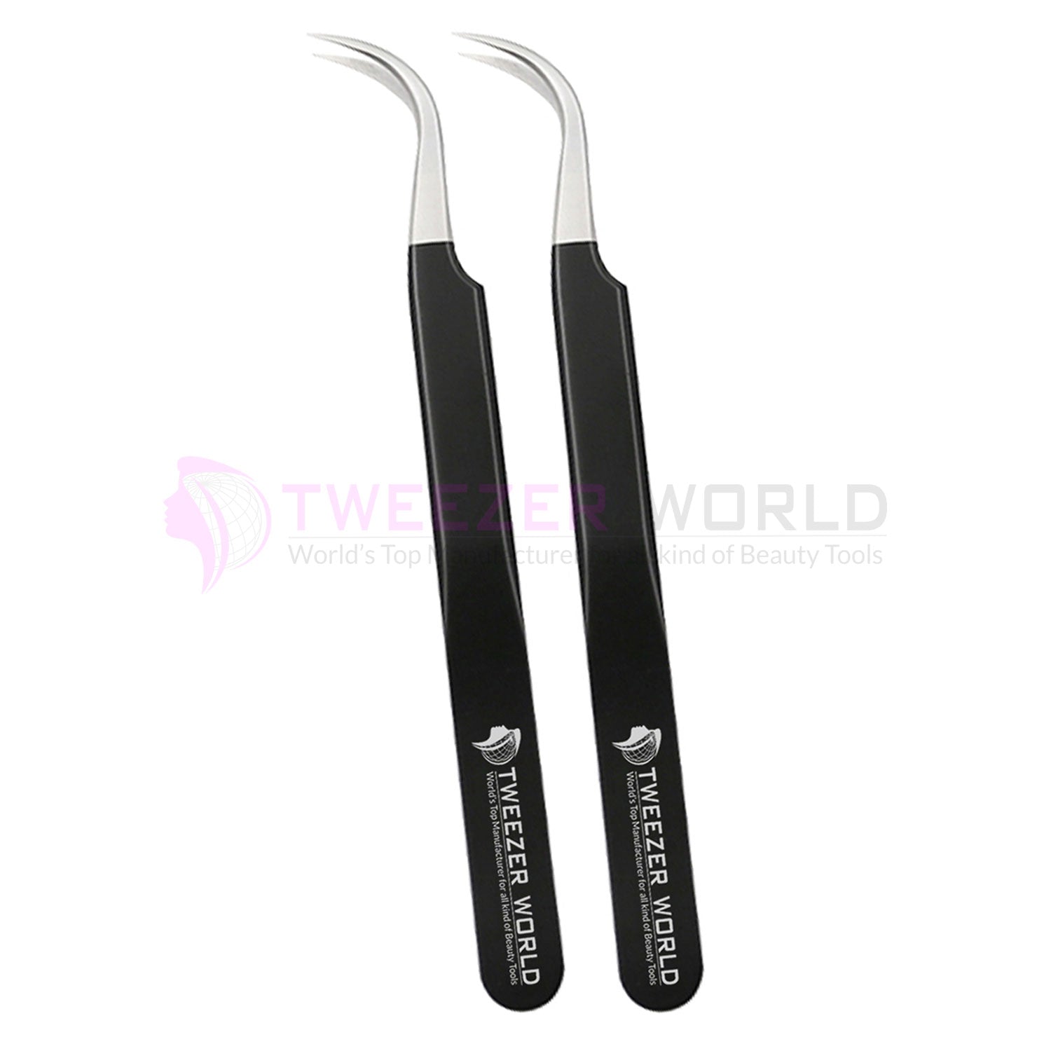 Amazon Hot Selling S-Curved Black Powder Coated Eyelash Tweezers