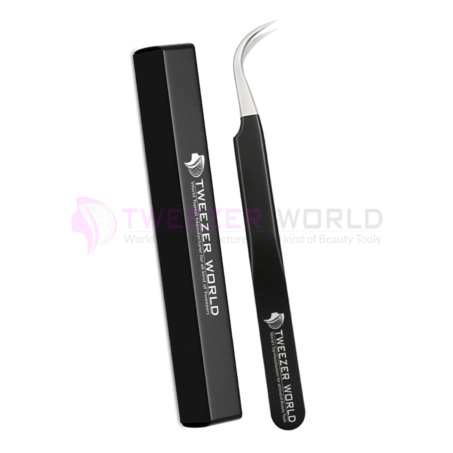 Amazon Hot Selling S-Curved Black Powder Coated Eyelash Tweezers