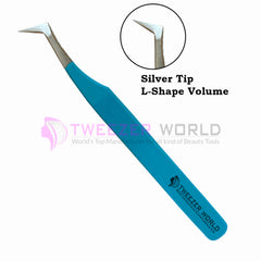 Best Selling L-Shape Volume Blue Handle Best Eyelash Volume Tweezers