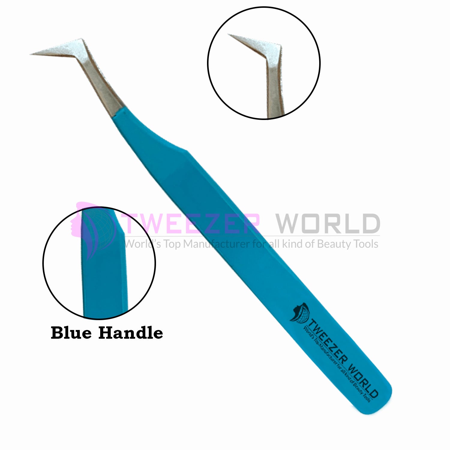 Best Selling L-Shape Volume Blue Handle Best Eyelash Volume Tweezers