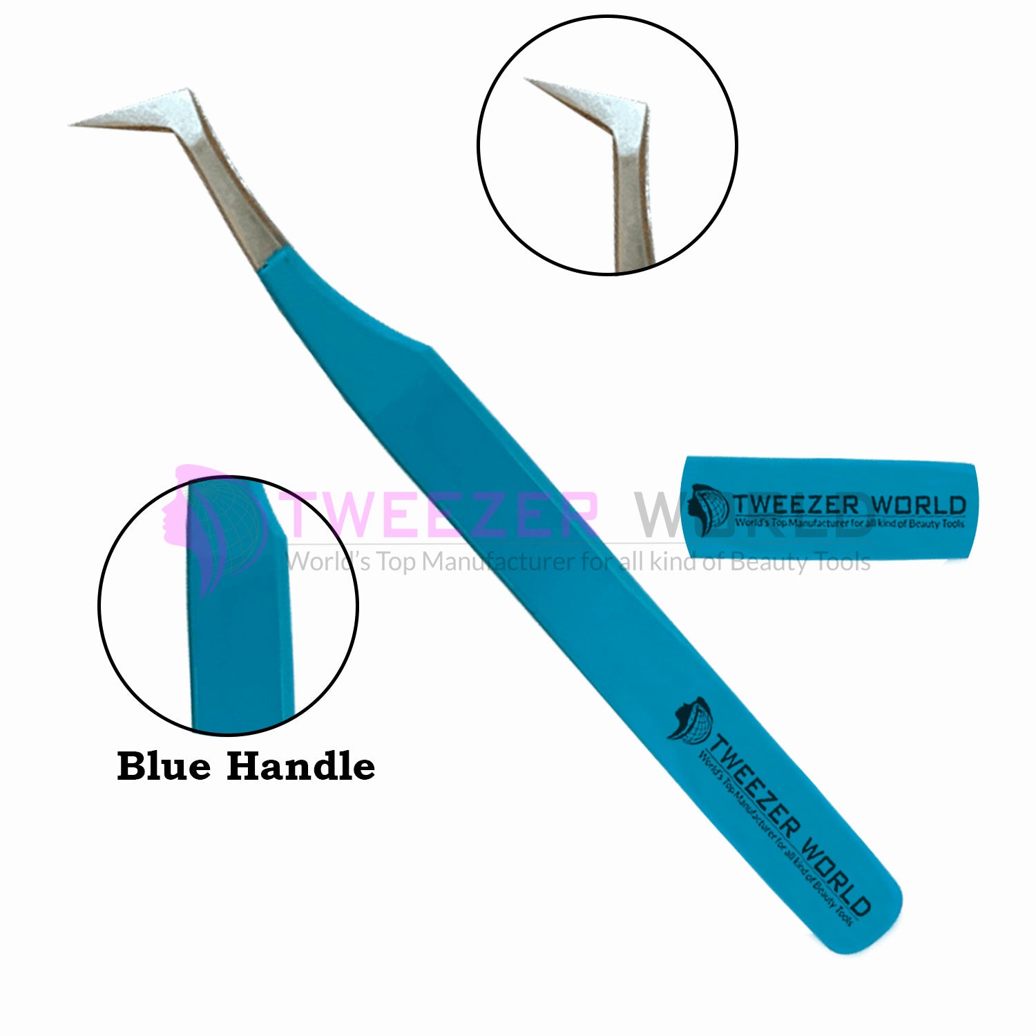 Best Selling L-Shape Volume Blue Handle Best Eyelash Volume Tweezers