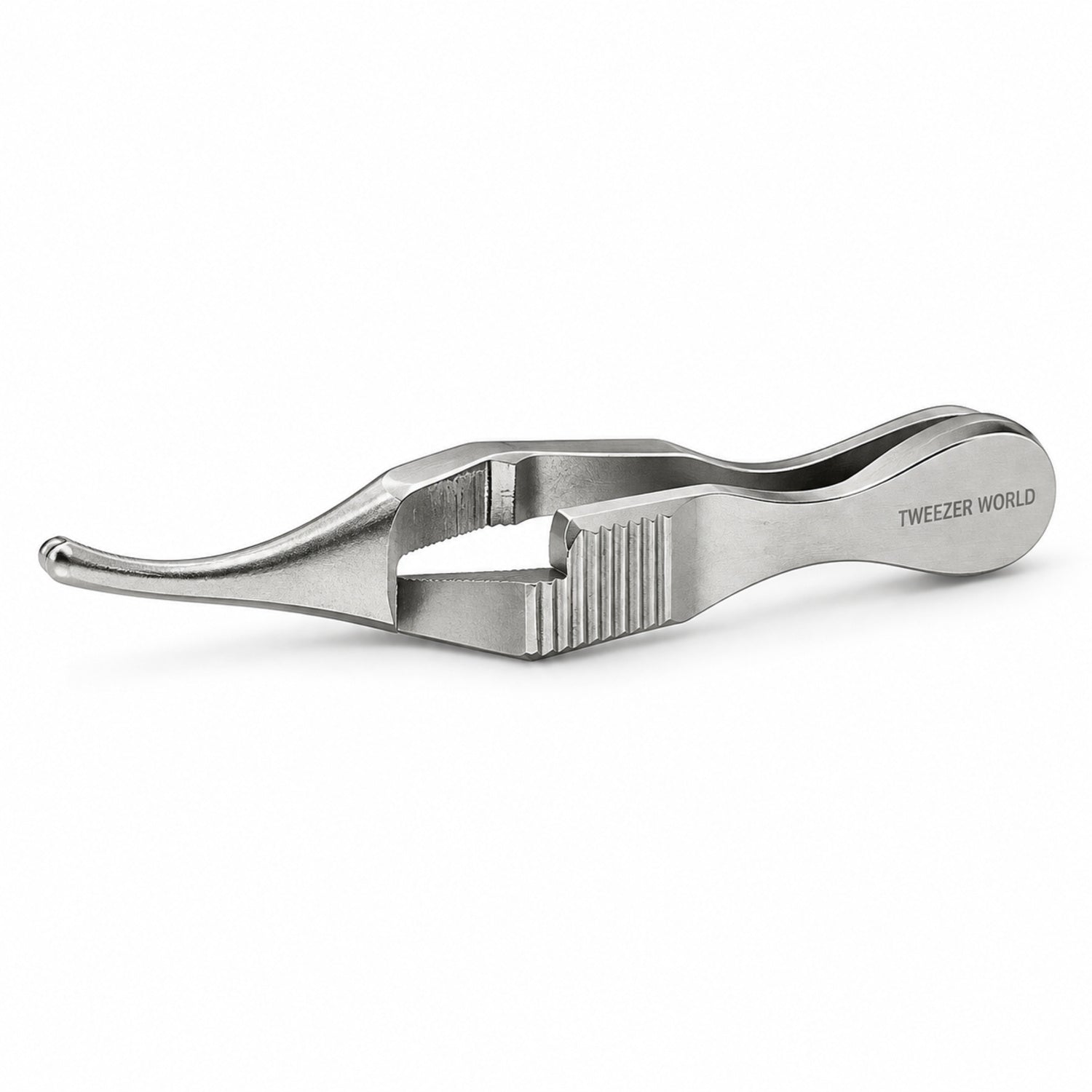 Bulldog-Type Serrefine Clamp – Curved, 28 / 35 / 50 mm — side profile catalogue illustration