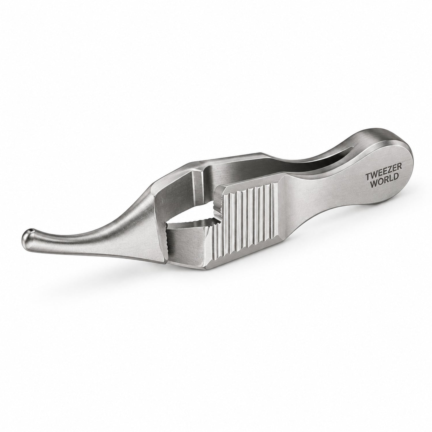 Bulldog-Type Serrefine Clamp – Curved, 28 / 35 / 50 mm — reverse three-quarter catalogue illustration