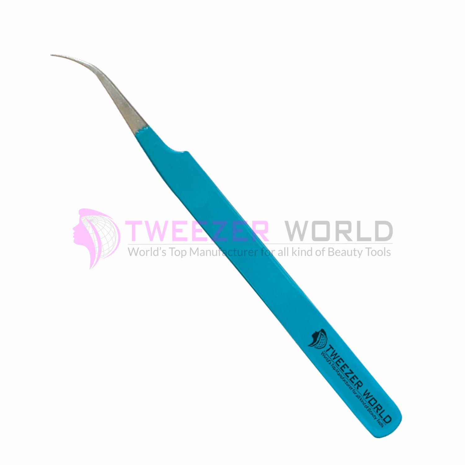 Best Quality S-Curved Eyelash Blue Handle Extension Tweezers