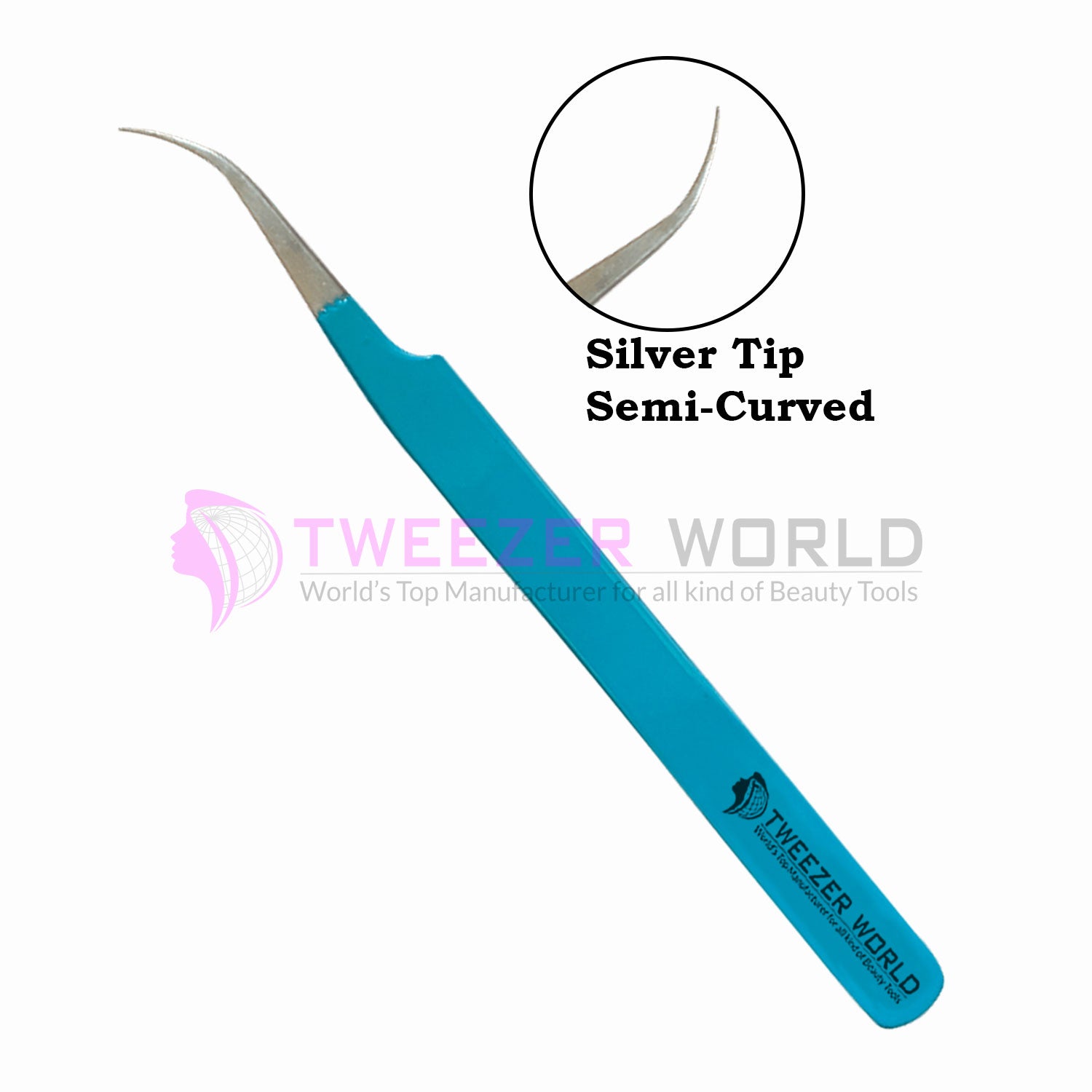 Best Quality S-Curved Eyelash Blue Handle Extension Tweezers