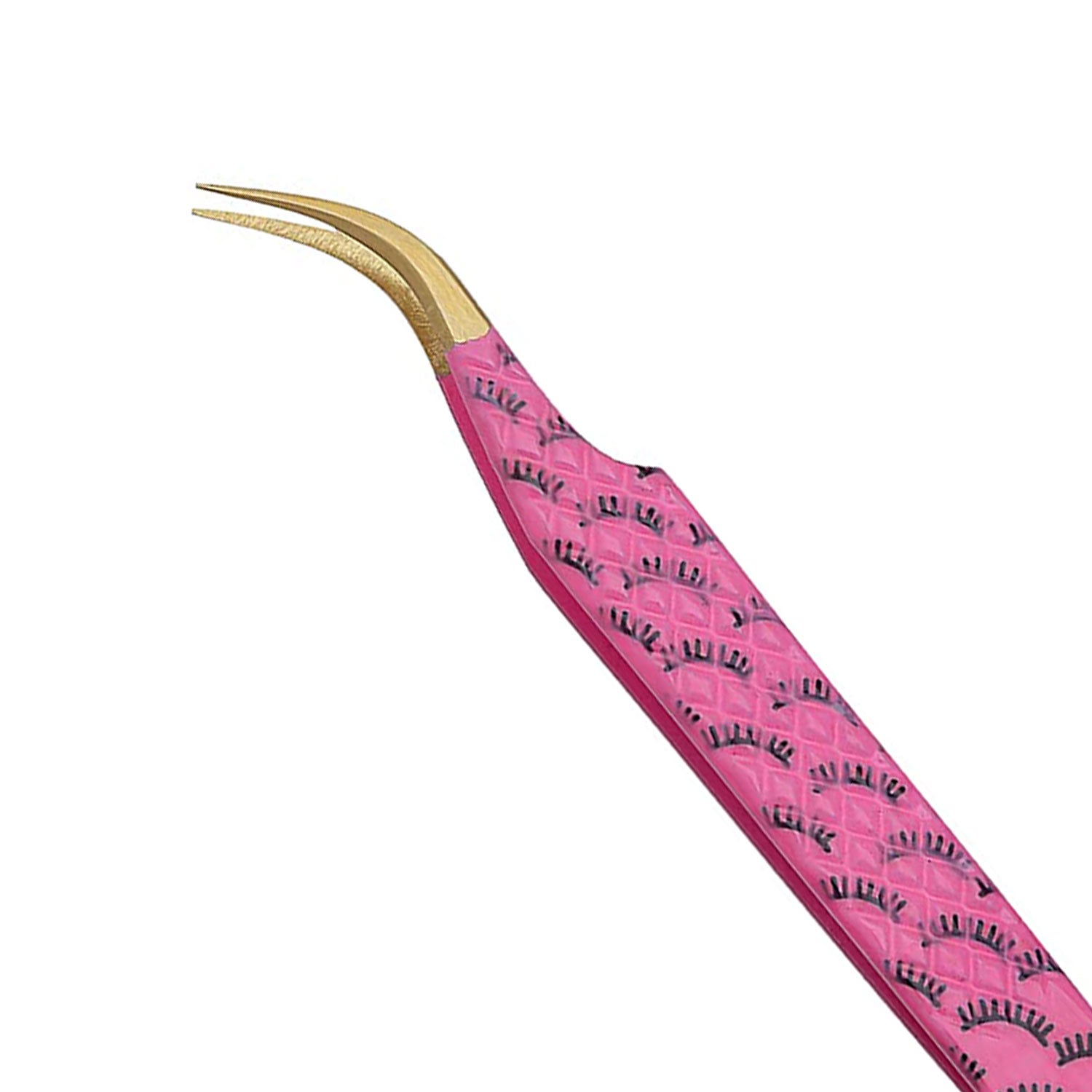 S-Curved Diamond Grip Titanium Coated Gold Tip False Lash Tweezers