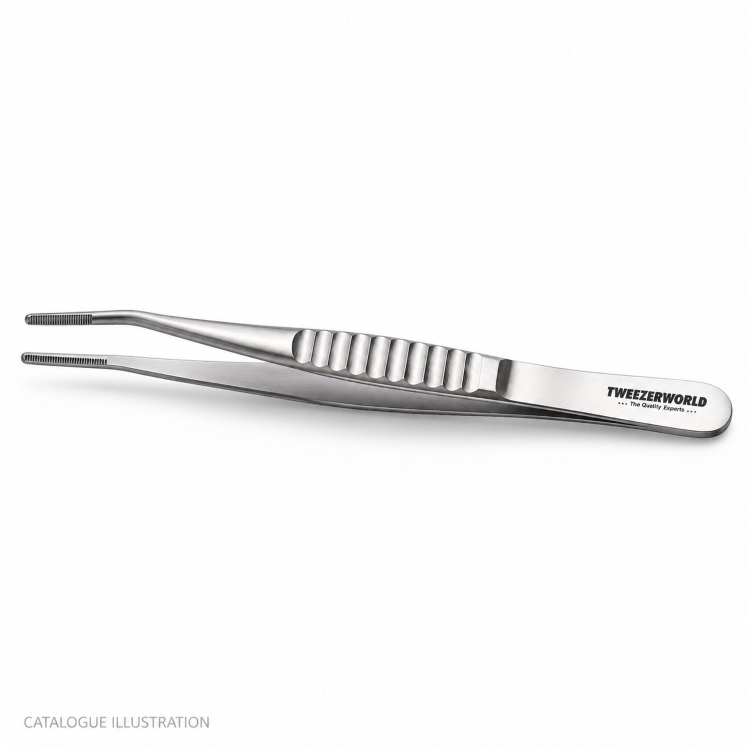 TWEEZER WORLD DeBakey angled forceps, side view — catalogue illustration; sample geometry pending verification