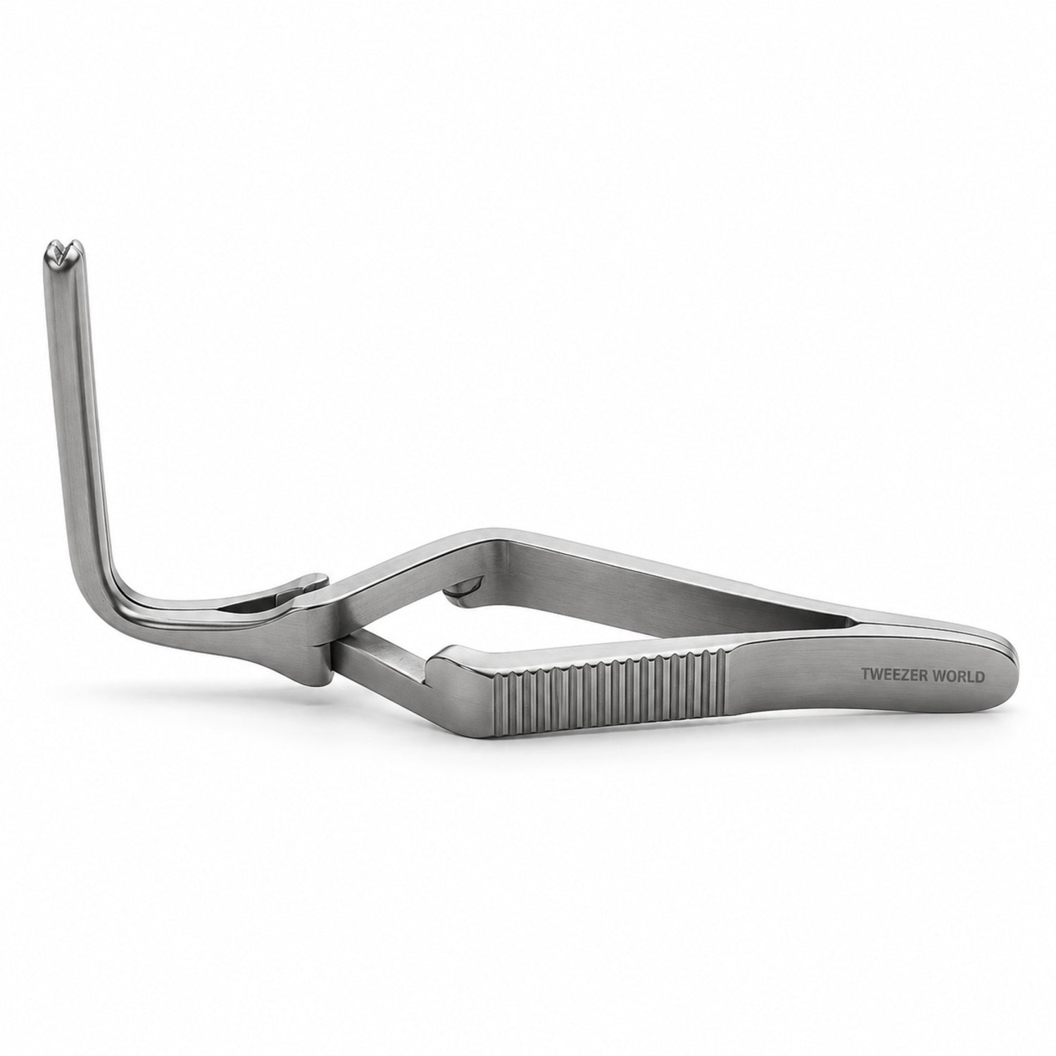 DeBakey Cross-Action Bulldog Clamp – 90° Angled, 7 cm — side profile catalogue illustration