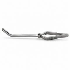 DeBakey Cross-Action Bulldog Clamp – Angled, 12 cm — side profile catalogue illustration